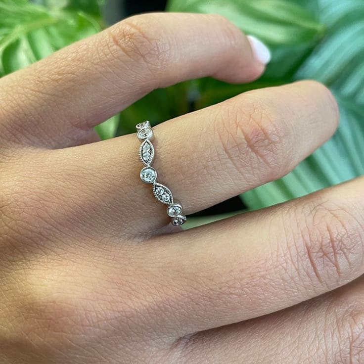 Marquise and Round Curve Ring