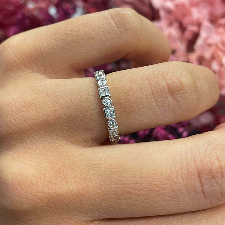 Square and Round Diamond Ring