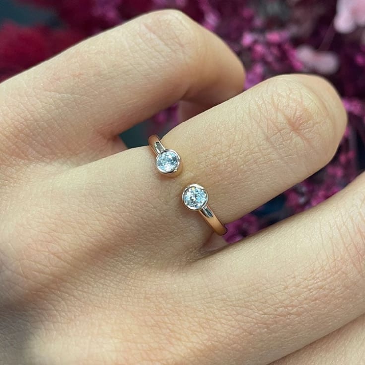 Bezel Set Diamond Cuff ring
