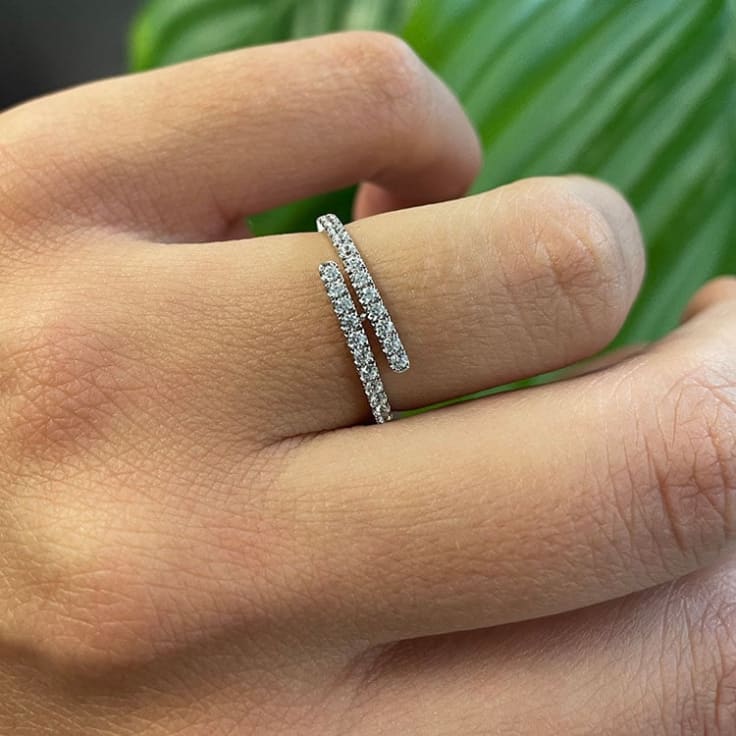 Double bar cuff diamond ring