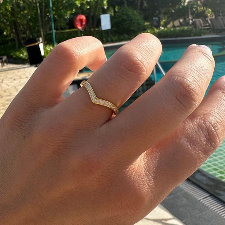 Pave Set Curved Wedding Ring
