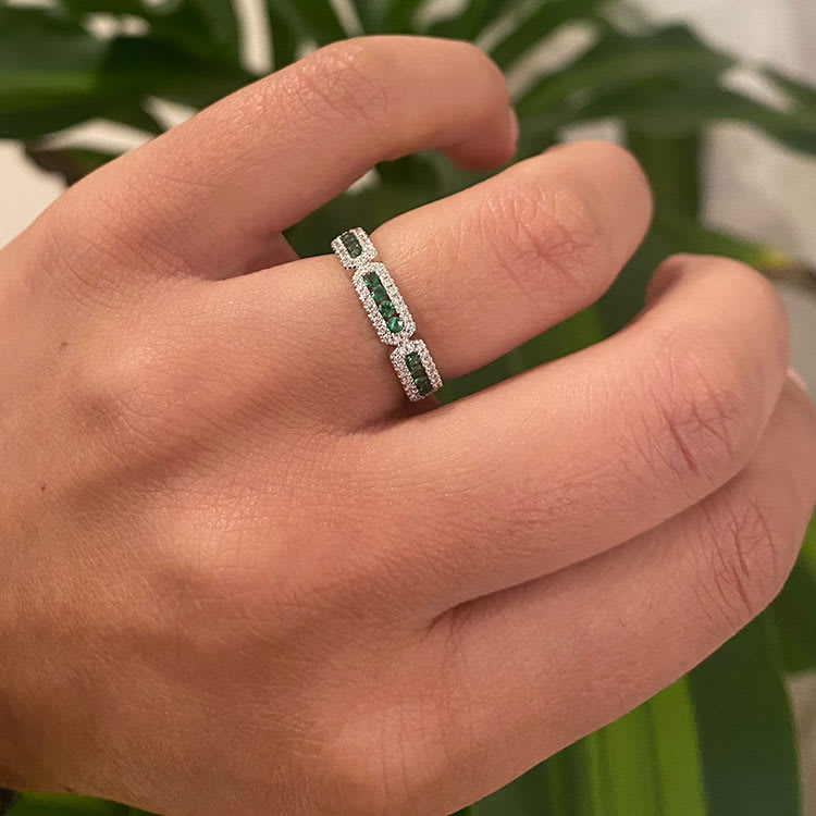 Emerald and diamond stack ring 3660