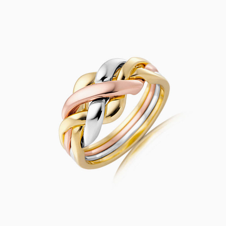 Braided Ladies Three Tone Ring