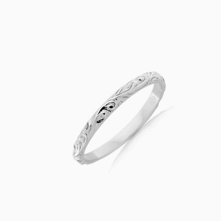 Petite carved Wedding ring J1258