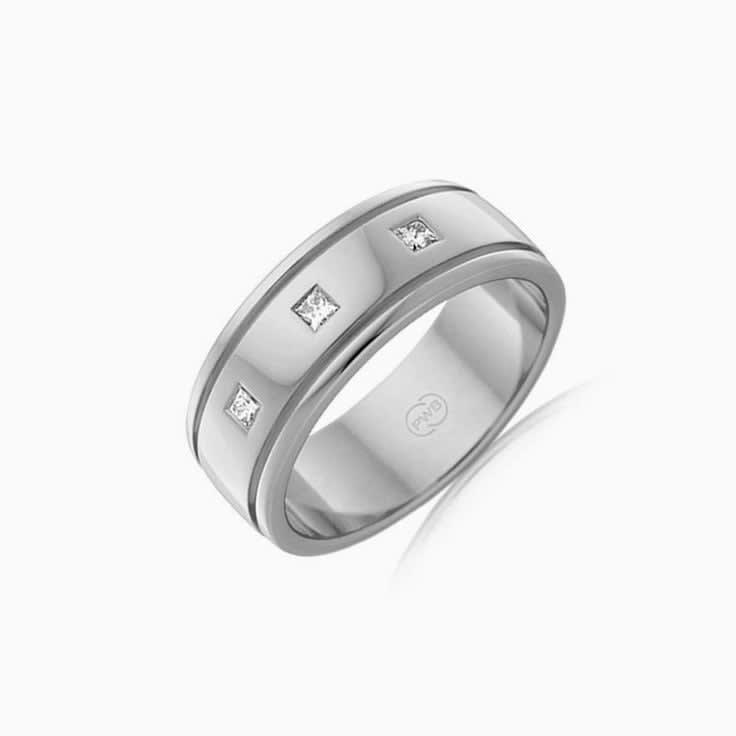 Three stone mens wedding ring HR3353