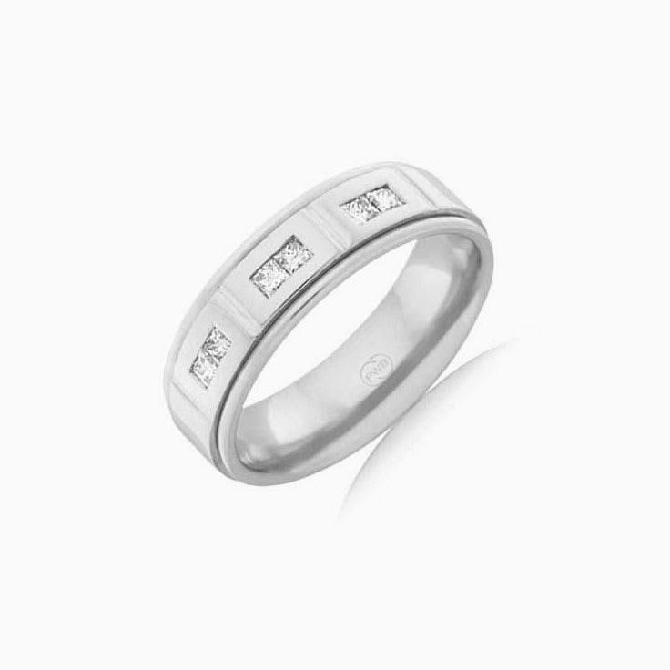 Princess cut mens wedding ring J3365