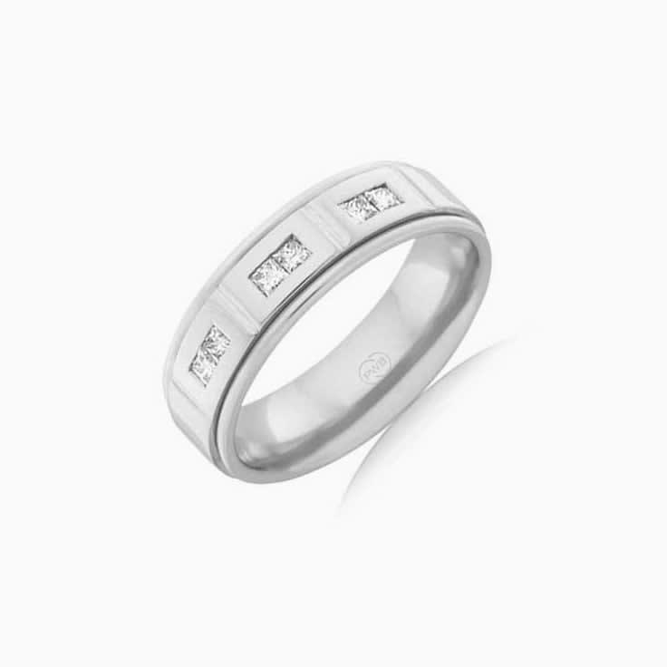 Princess cut mens wedding ring J3365