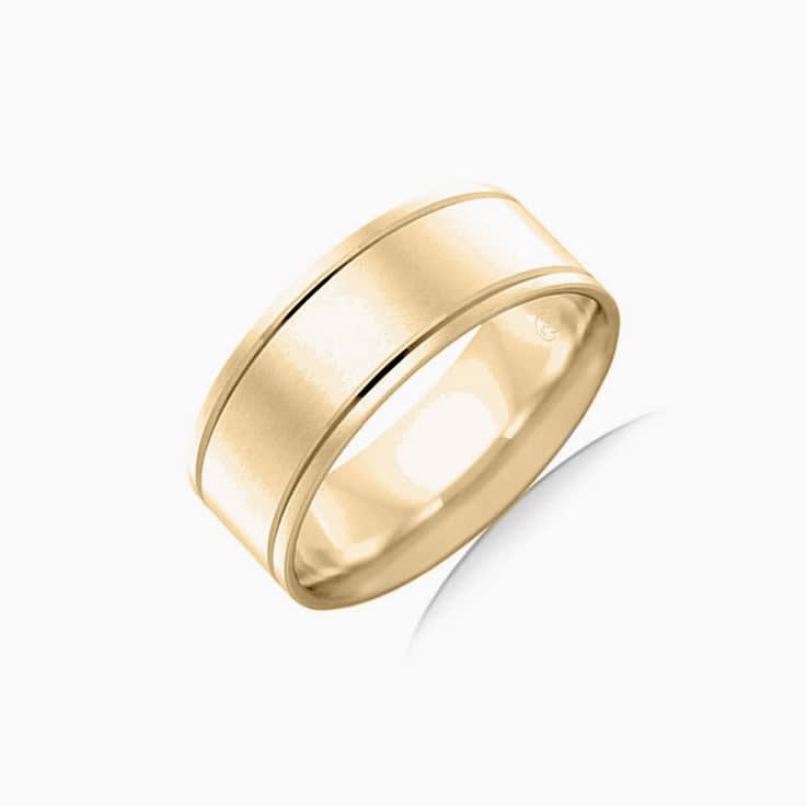 Dual grooved mens wedding ring F3120
