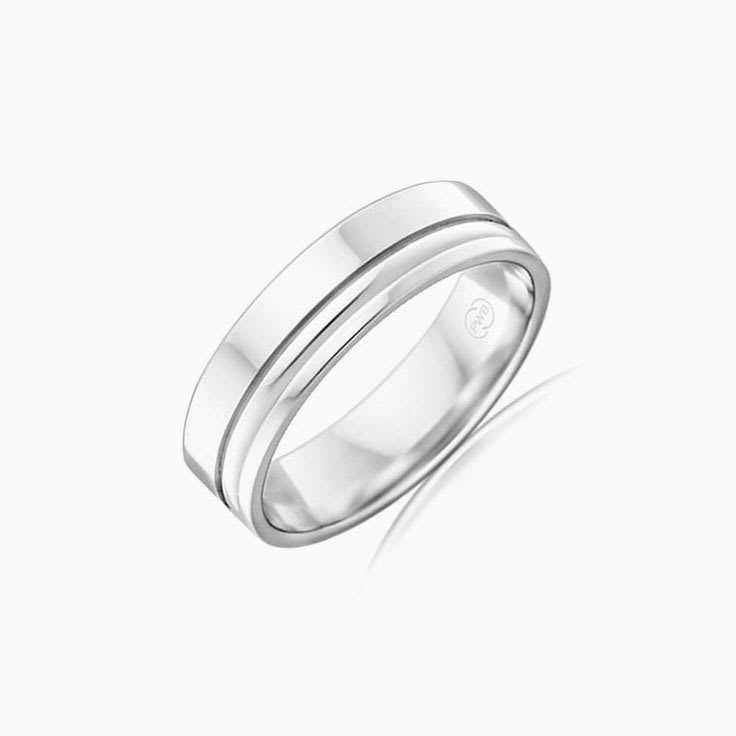 Side grooved mens wedding ring F3329