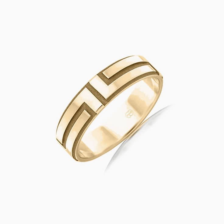 Carved mens wedding ring F2762