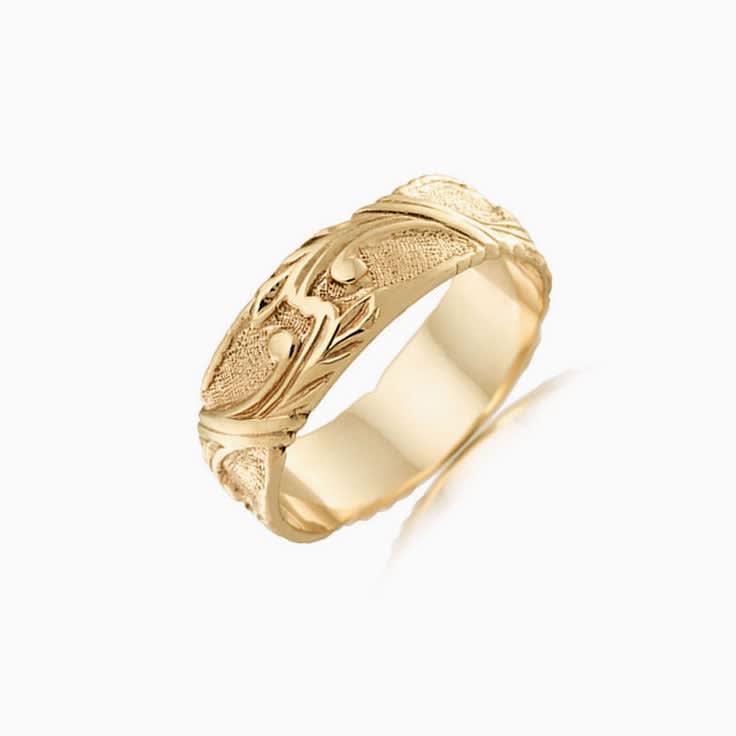 Mens Hand Carved Wedding Band