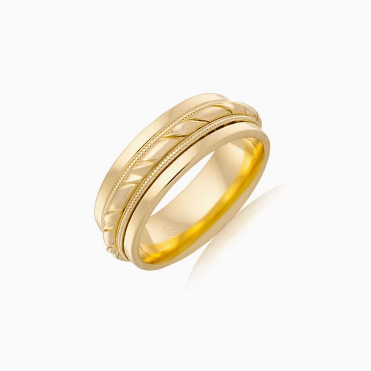 Grooved mens wedding ring J2104