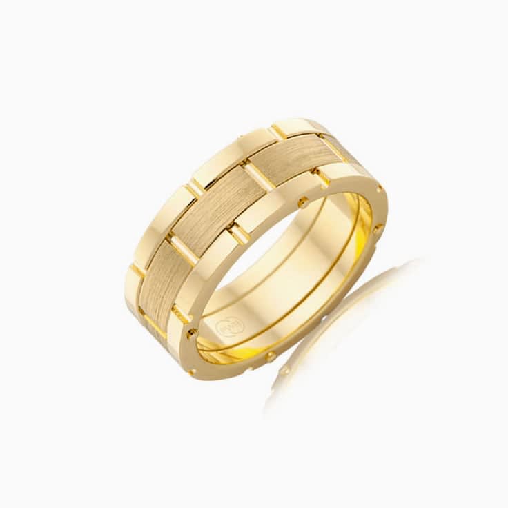 Patterned Mens wedding ring J3991
