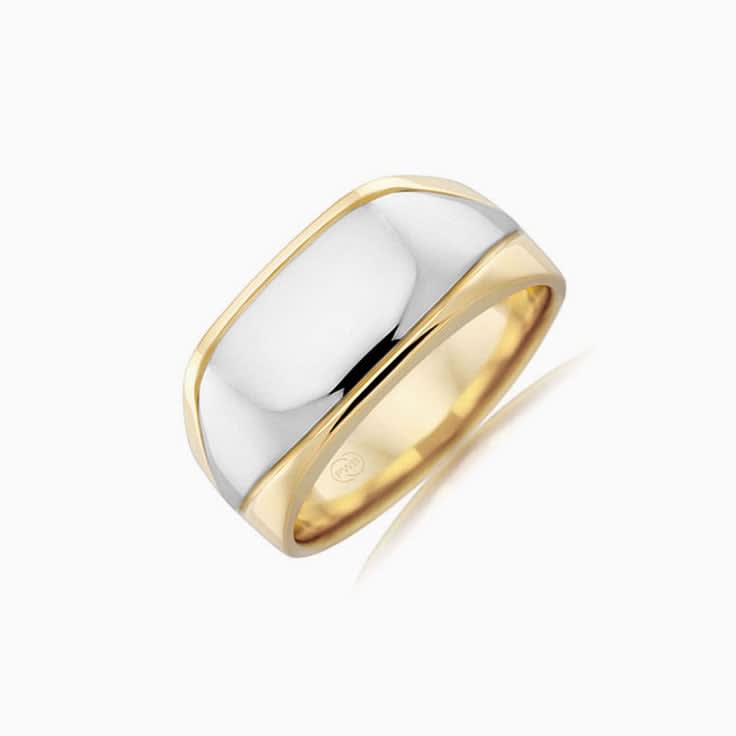 Two Tone Mens Signet Ring