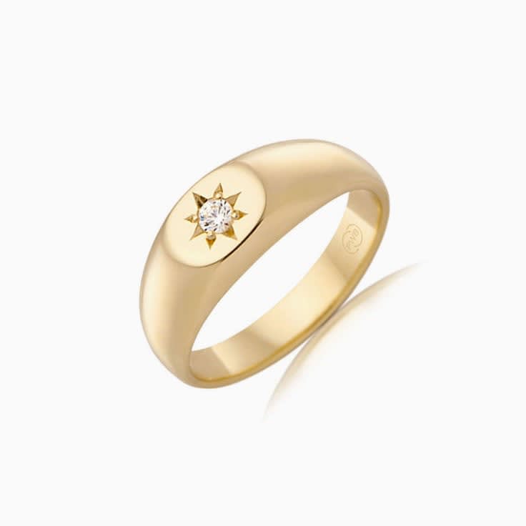 Drop Set Star Signet Ring