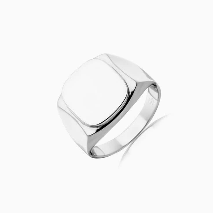 Carved Rectangle Signet Wedding Ring