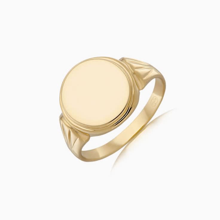 Round Signet Mens Wedding Ring