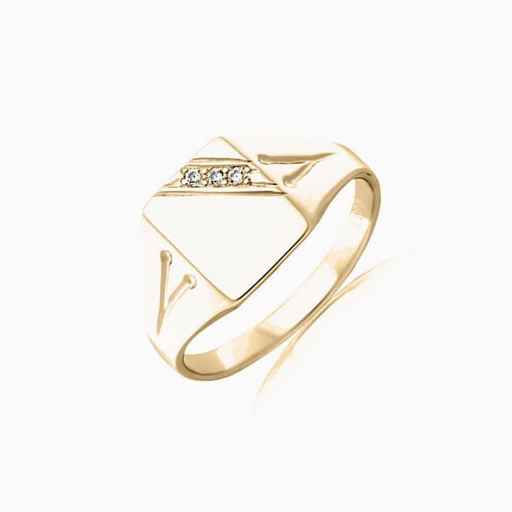 Diamond Rectangle Signet Mens Ring