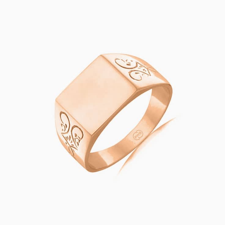 Carved Mens Signet Rectangle Ring