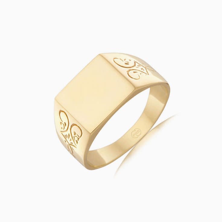 Carved Mens Signet Rectangle Ring
