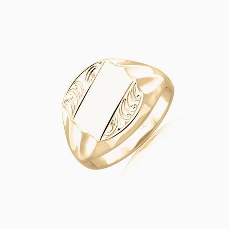 Carved Wavy Signet ring
