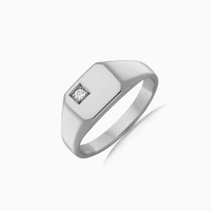Rectangle Signet Ring With Diamond