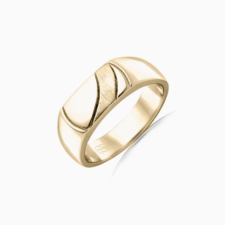 Brushed Finished Mens Rectangle Signet Band