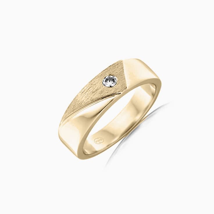 Brushed Signet Diamond Ring