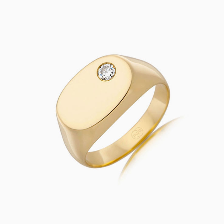 Oval Signet Ring With Diamond