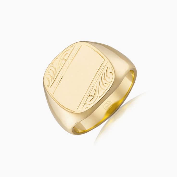 Hand Engraved Rectangle signet ring