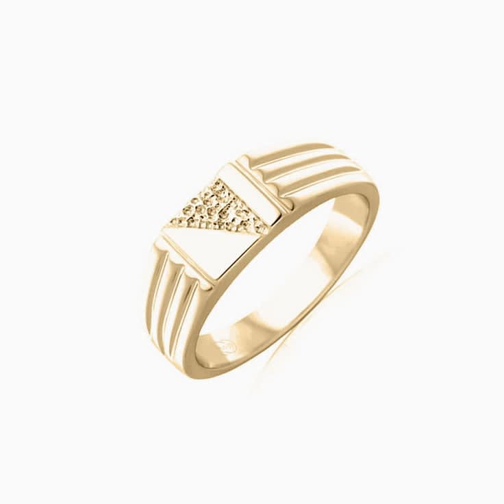 Carved Gold Mens Signet Sing