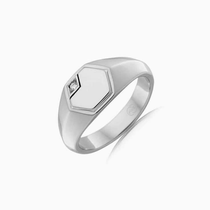 Hexagon Signet Wedding Band For Men