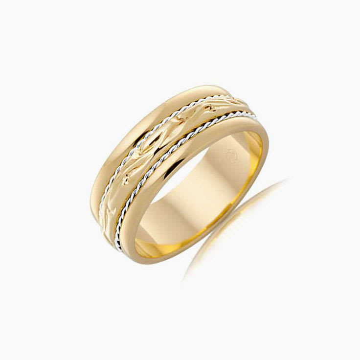 Carved mens wedding ring 2TJ2268