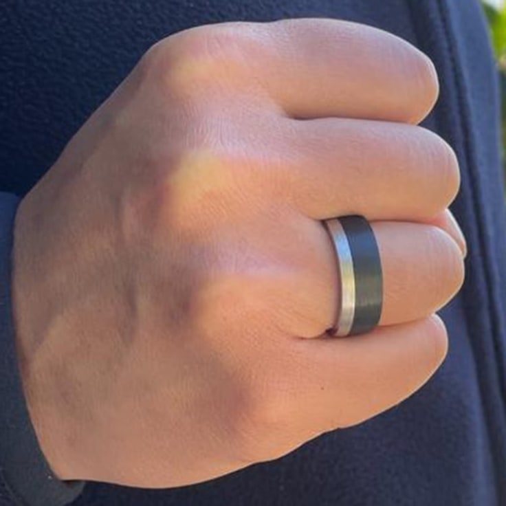 Mens Ring with Carbon Fibre and Gold