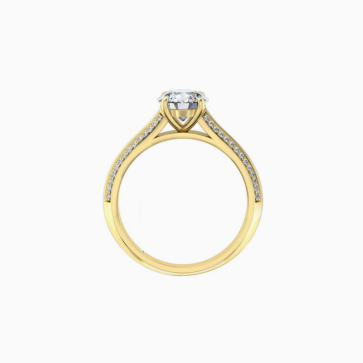 Round Brilliant Cut enagagement ring On A Knife Edge diamond band