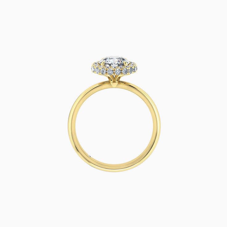 Round brilliant cut diamond with a 3d halo engagement ring