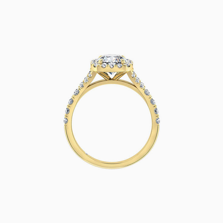 Round brilliant with a cushion halo engagement ring