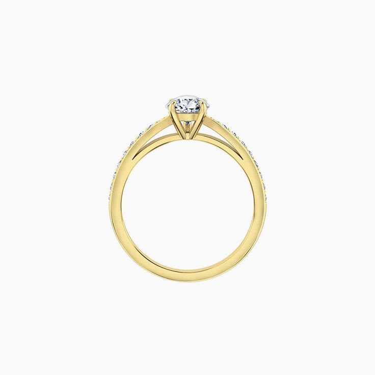 Pear cut diamond engagement ring on a diamond band