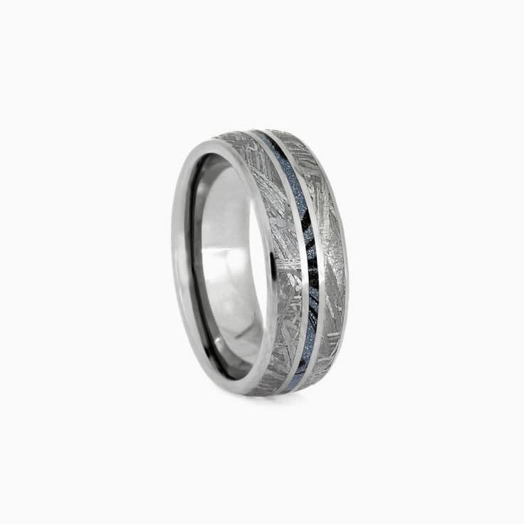 Mens Titanium Band With Mokume And Meteorite