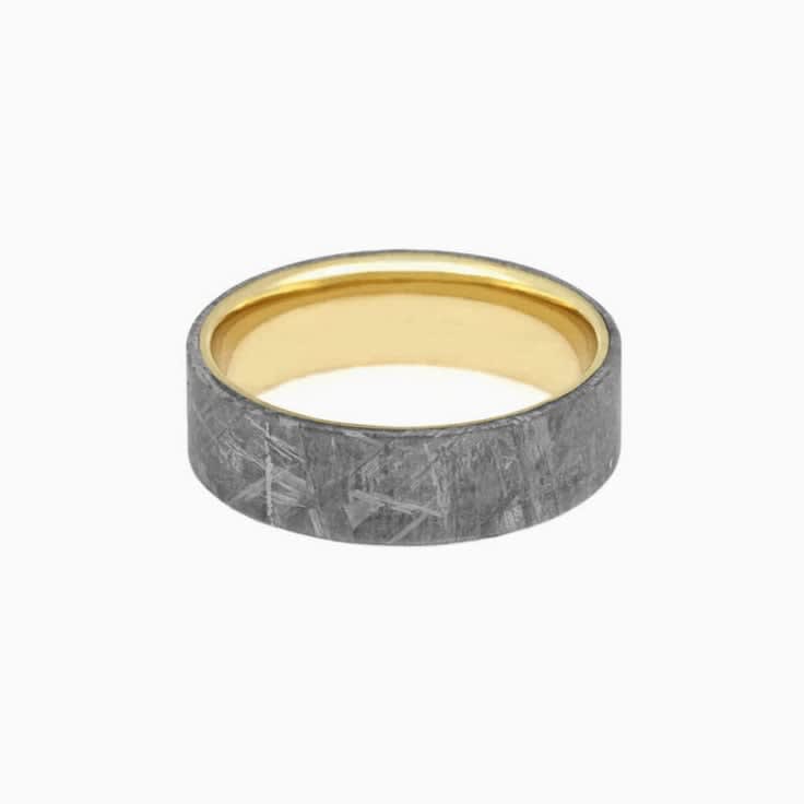 Gibeon Meteorite Overlay with Yellow Gold