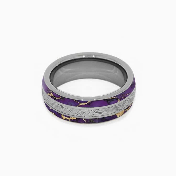 Mens Turquoise Band With Meteorite And Titanium