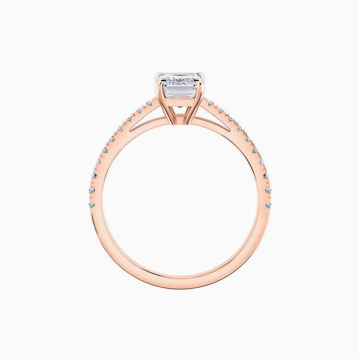 Emerald Cut Diamond Engagement Ring On A diamond Band