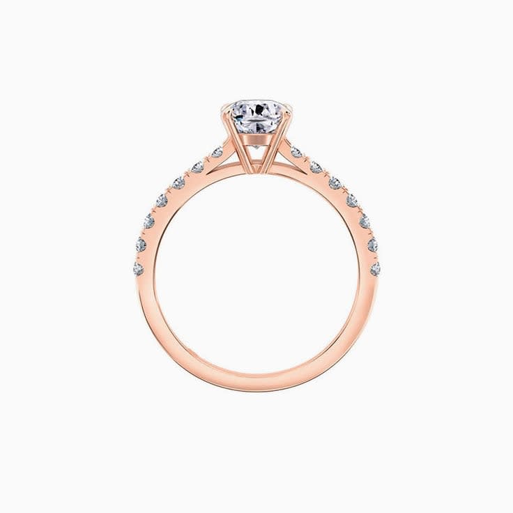 Cushion Cut Engagement Ring On A Pave Band