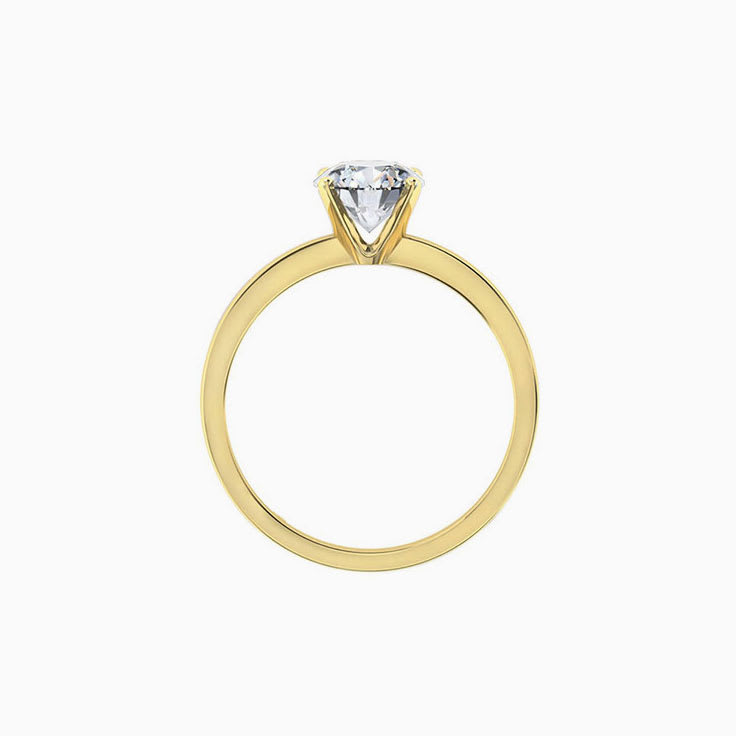 Round Brilliant Cut Engagement Ring With a Flat Plain Band