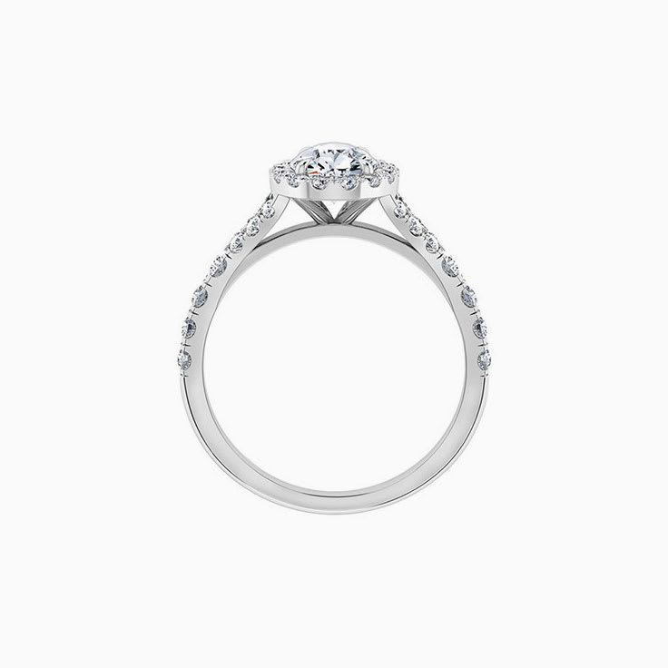 Pear Cut Diamond With Halo And Spilt Diamond Band