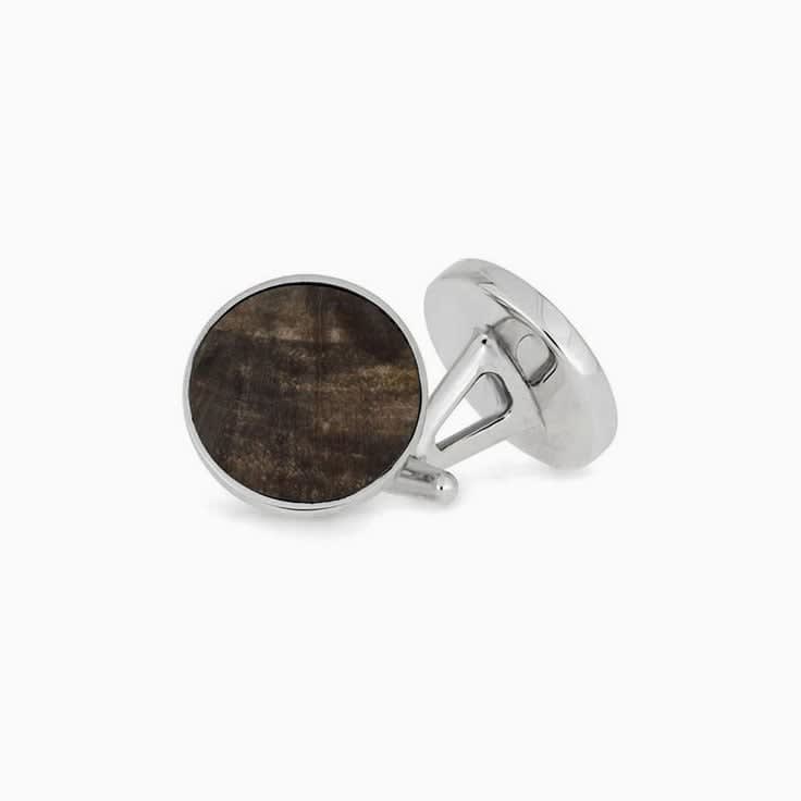 Round pertfied wood cufflinks