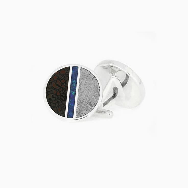 Dino Bone meteorite opal cufflinks