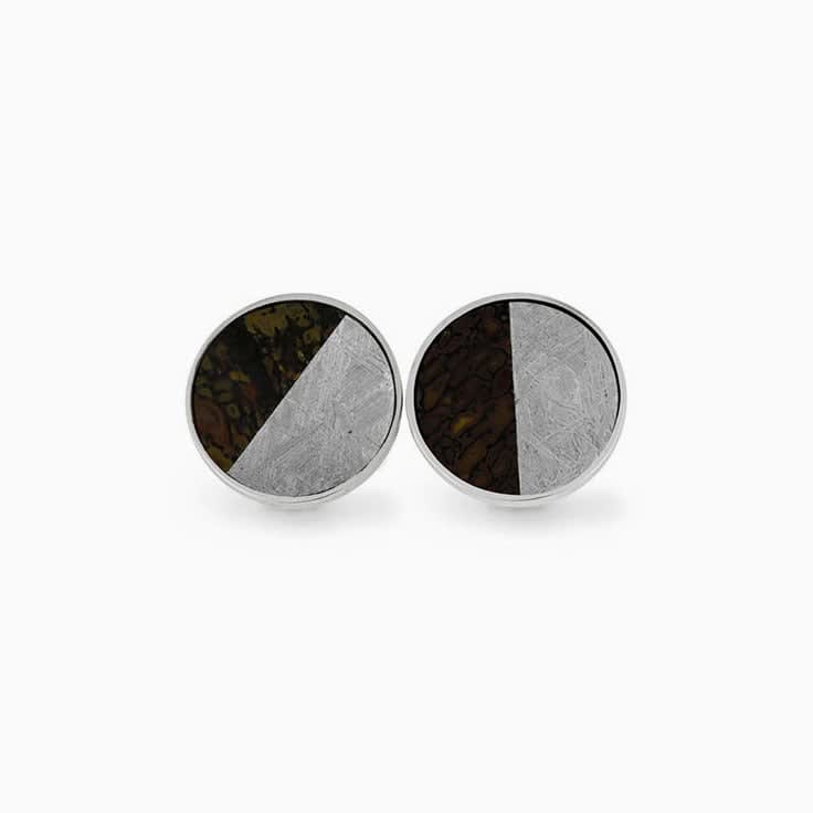 meteorite and dino bone cufflinks