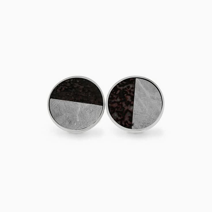 meteorite and blue dinosaur bone cufflinks