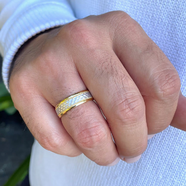 Hammered Ring With Milgrain Edges 5034
